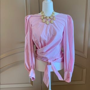 Wayf Cotton Candy Stripped Low Back Blouse New